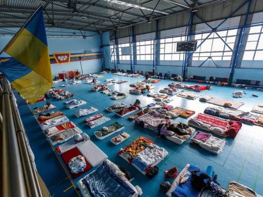 Помещение, где приняли беженцев в Закарпатье