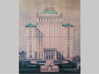 Проєкт готелю «Україна» з дахом, критим художньою черепицею в українському стилі. Фото з сайту https://budzirka.com